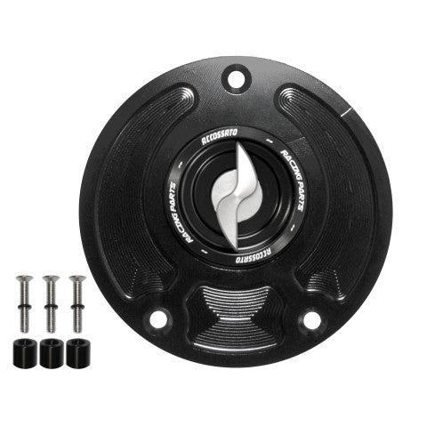 Tank filler cap for Kawasaki motorbikes with quick release machined from billet aluminium