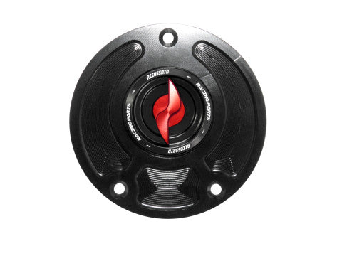 Tank filler cap for Kawasaki motorbikes with quick release machined from billet aluminium