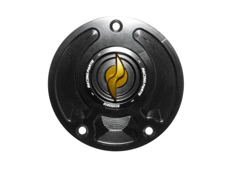 Tank filler cap for Kawasaki motorbikes with quick release machined from billet aluminium