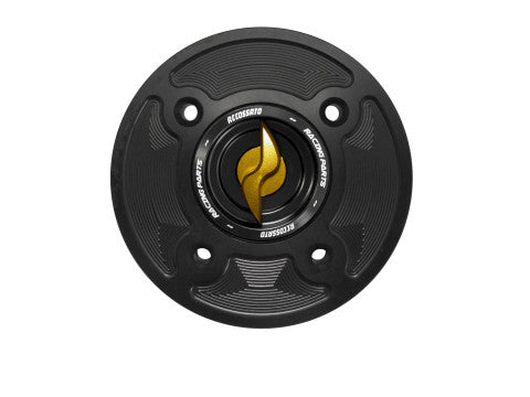 Tank filler cap for Kawasaki motorbikes with quick release machined from billet aluminium