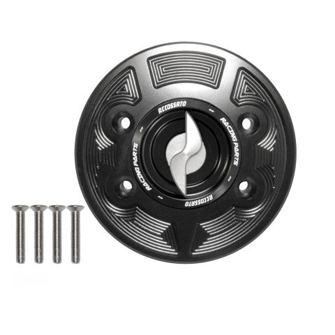 Tank filler cap for BMW motorbikes with quick release machined from billet aluminium