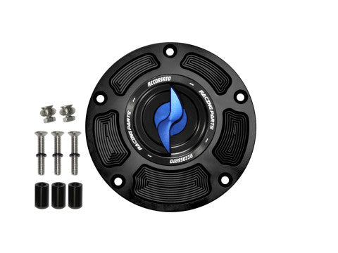 Tank filler cap for Honda motorbikes with quick release machined from billet aluminium