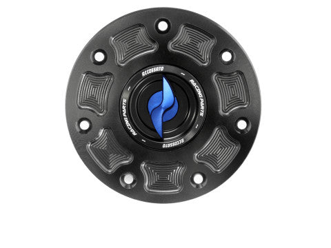 Tank filler cap for Kawasaki motorbikes with quick release machined from billet aluminium
