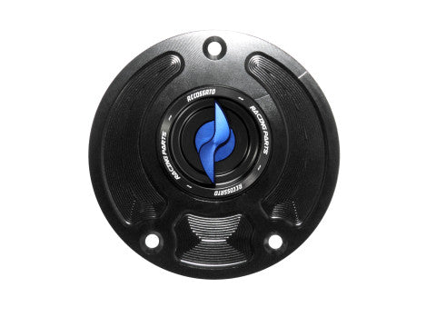 Tank filler cap for Kawasaki motorbikes with quick release machined from billet aluminium