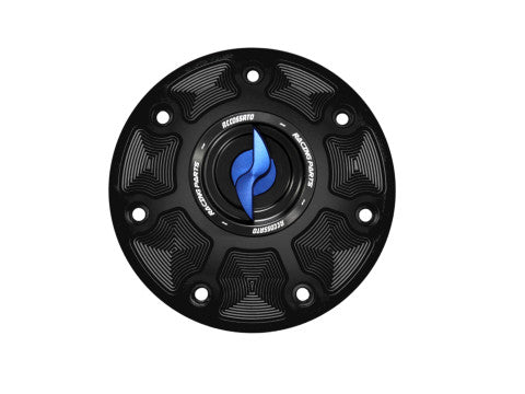 Tank filler cap for KTM motorbikes with quick release machined from billet aluminium