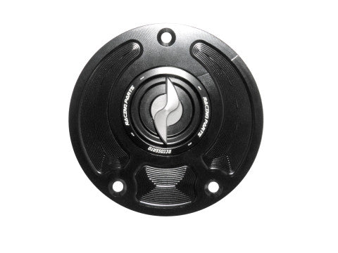 Tank filler cap for Kawasaki motorbikes with quick release machined from billet aluminium