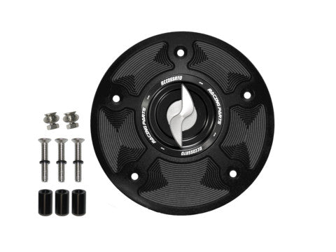 Tank filler cap for Honda motorbikes with quick release machined from billet aluminium