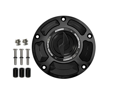 Tank filler cap for Honda motorbikes with quick release machined from billet aluminium