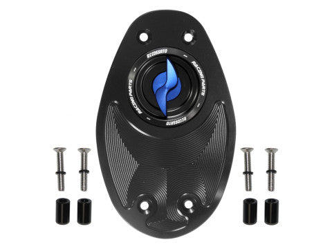 Tank filler cap for Ducati motorbikes with quick release machined from billet aluminium