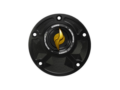 Tank filler cap for Ducati motorbikes with quick release machined from billet aluminium