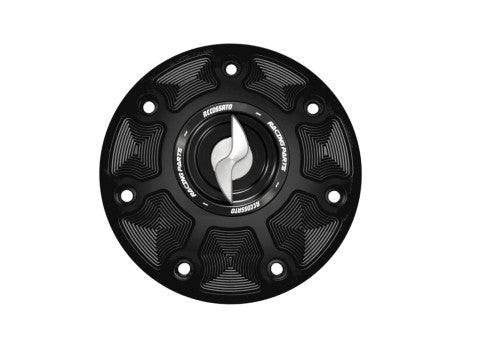Tank filler cap for KTM motorbikes with quick release machined from billet aluminium