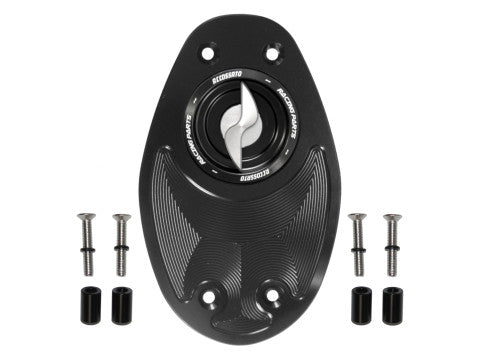Tank filler cap for Ducati motorbikes with quick release machined from billet aluminium