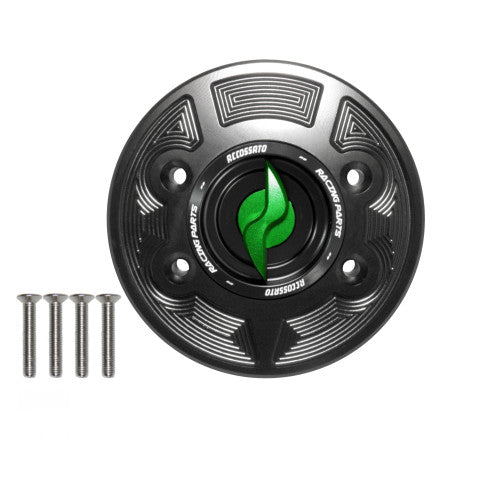 Tank filler cap for BMW motorbikes with quick release machined from billet aluminium