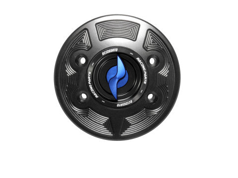 Tank filler cap for BMW motorbikes with quick release machined from billet aluminium