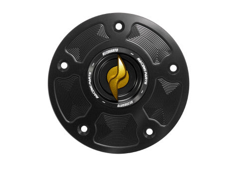 Tank filler cap for Kawasaki motorbikes with quick release machined from billet aluminium