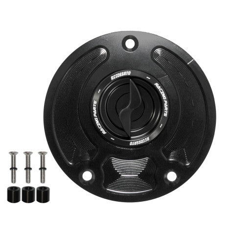 Tank filler cap for Kawasaki motorbikes with quick release machined from billet aluminium