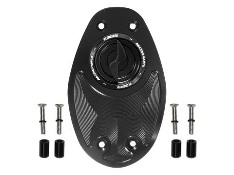 Tank filler cap for Ducati motorbikes with quick release machined from billet aluminium