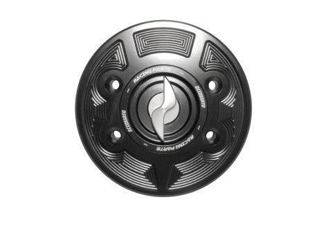Tank filler cap for BMW motorbikes with quick release machined from billet aluminium