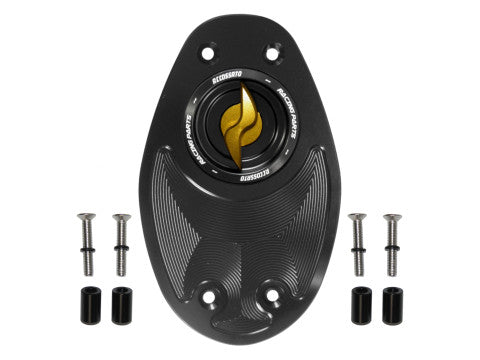 Tank filler cap for Ducati motorbikes with quick release machined from billet aluminium