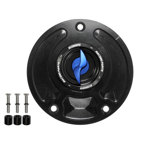 Tank filler cap for Kawasaki motorbikes with quick release machined from billet aluminium