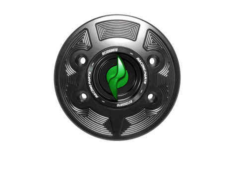 Tank filler cap for BMW motorbikes with quick release machined from billet aluminium