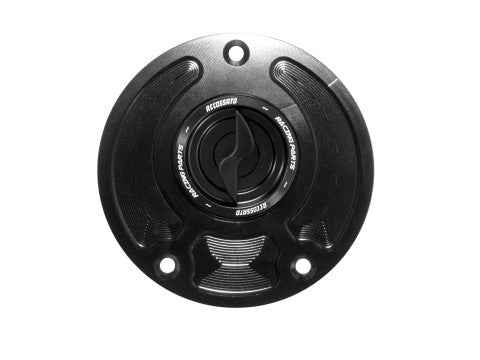 Tank filler cap for Kawasaki motorbikes with quick release machined from billet aluminium