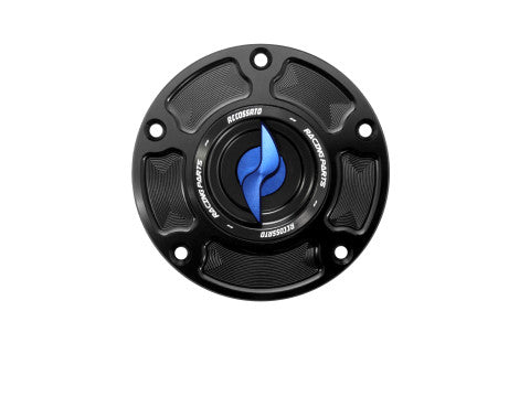 Tank filler cap for KTM motorbikes with quick release machined from billet aluminium