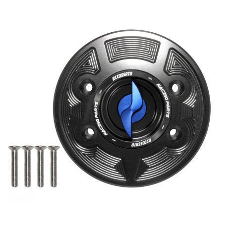 Tank filler cap for BMW motorbikes with quick release machined from billet aluminium