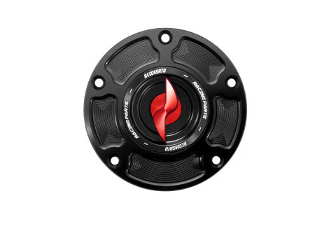 Tank filler cap for KTM motorbikes with quick release machined from billet aluminium