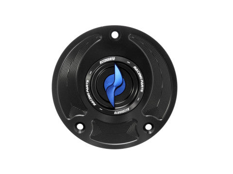 Tank filler cap for Suzuki motorbikes with quick release machined from billet aluminium