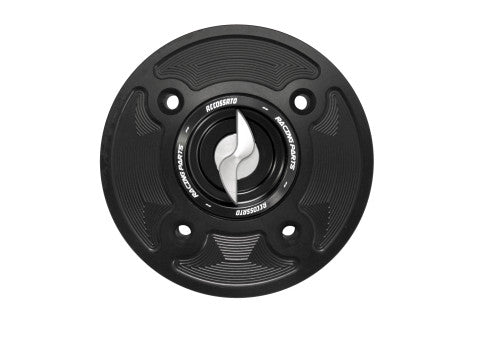 Tank filler cap for Kawasaki motorbikes with quick release machined from billet aluminium
