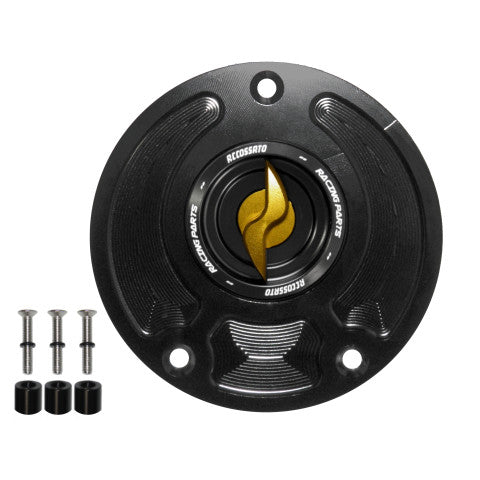 Tank filler cap for Kawasaki motorbikes with quick release machined from billet aluminium