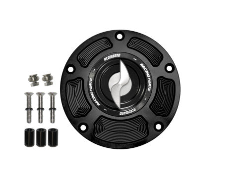 Tank filler cap for Honda motorbikes with quick release machined from billet aluminium