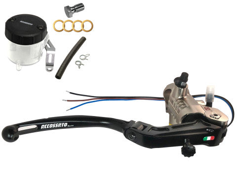 Accossato PRS 19x17-18-19 ABE 61454-Homologated Radial Brake Master Cylinder with Folding Lever and Oil Reservoir Kit Included.