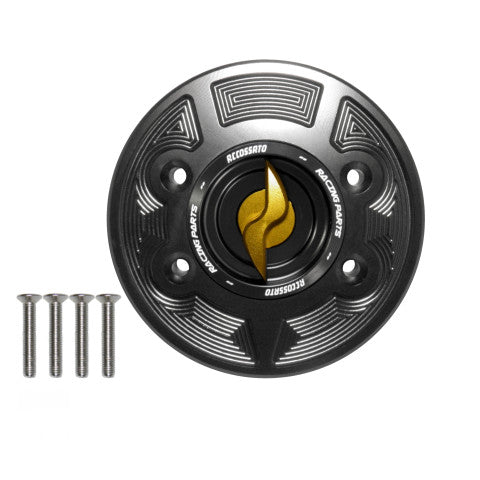 Tank filler cap for BMW motorbikes with quick release machined from billet aluminium