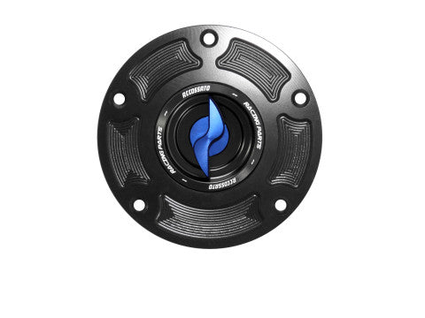 Tank filler cap for Ducati motorbikes with quick release machined from billet aluminium