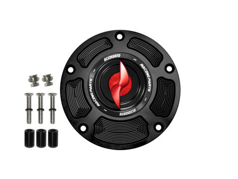 Tank filler cap for Honda motorbikes with quick release machined from billet aluminium