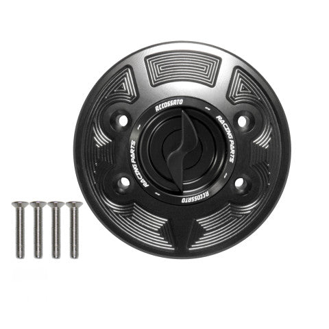 Tank filler cap for BMW motorbikes with quick release machined from billet aluminium