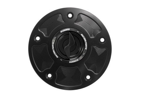Tank filler cap for Kawasaki motorbikes with quick release machined from billet aluminium