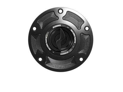 Tank filler cap for Ducati motorbikes with quick release machined from billet aluminium
