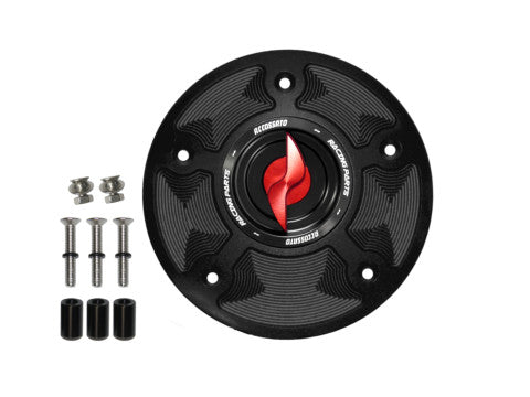 Tank filler cap for Honda motorbikes with quick release machined from billet aluminium