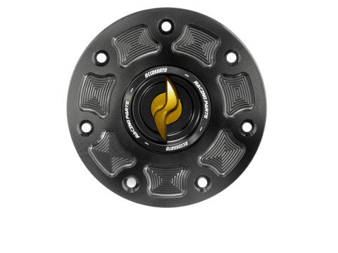 Tank filler cap for Kawasaki motorbikes with quick release machined from billet aluminium