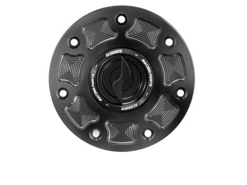 Tank filler cap for Kawasaki motorbikes with quick release machined from billet aluminium