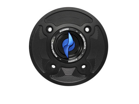 Tank filler cap for Kawasaki motorbikes with quick release machined from billet aluminium