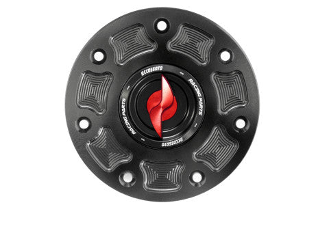 Tank filler cap for Kawasaki motorbikes with quick release machined from billet aluminium